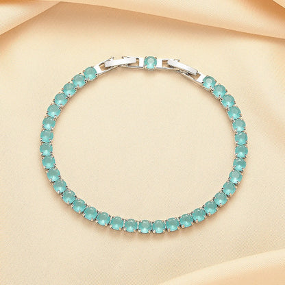 Elegant Mist Blue Crystal Bracelet | Gold