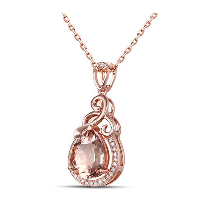 Morganite Teardrop Necklace | Rose Gold