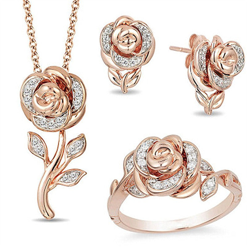Rose Bloom Jewelry Set | Rose Gold