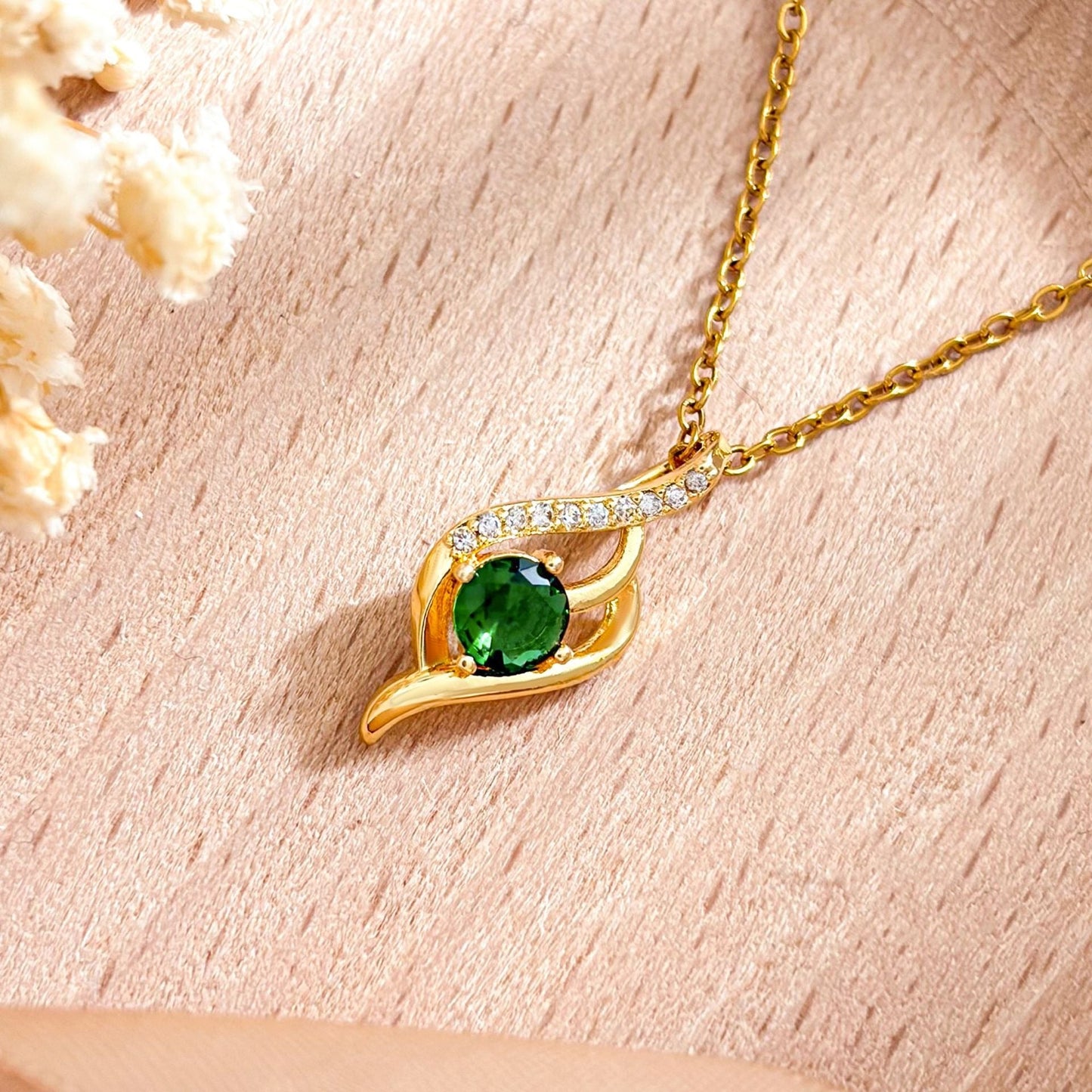 Elegant Blue Drop Crystal Necklace | Gold