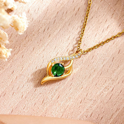 Elegant Blue Drop Crystal Necklace | Gold