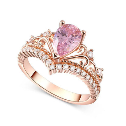 Morganite Crystal Crown Ring | Rose Gold