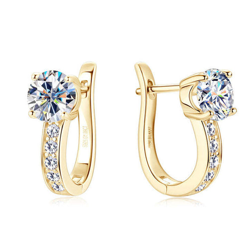 Channel Moissanite Huggie Earrings | Gold 18k