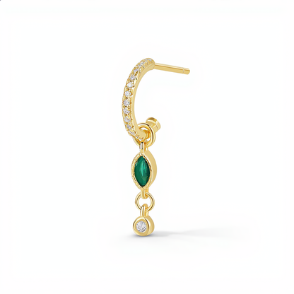Emerald Charm Dangle Earring | Gold
