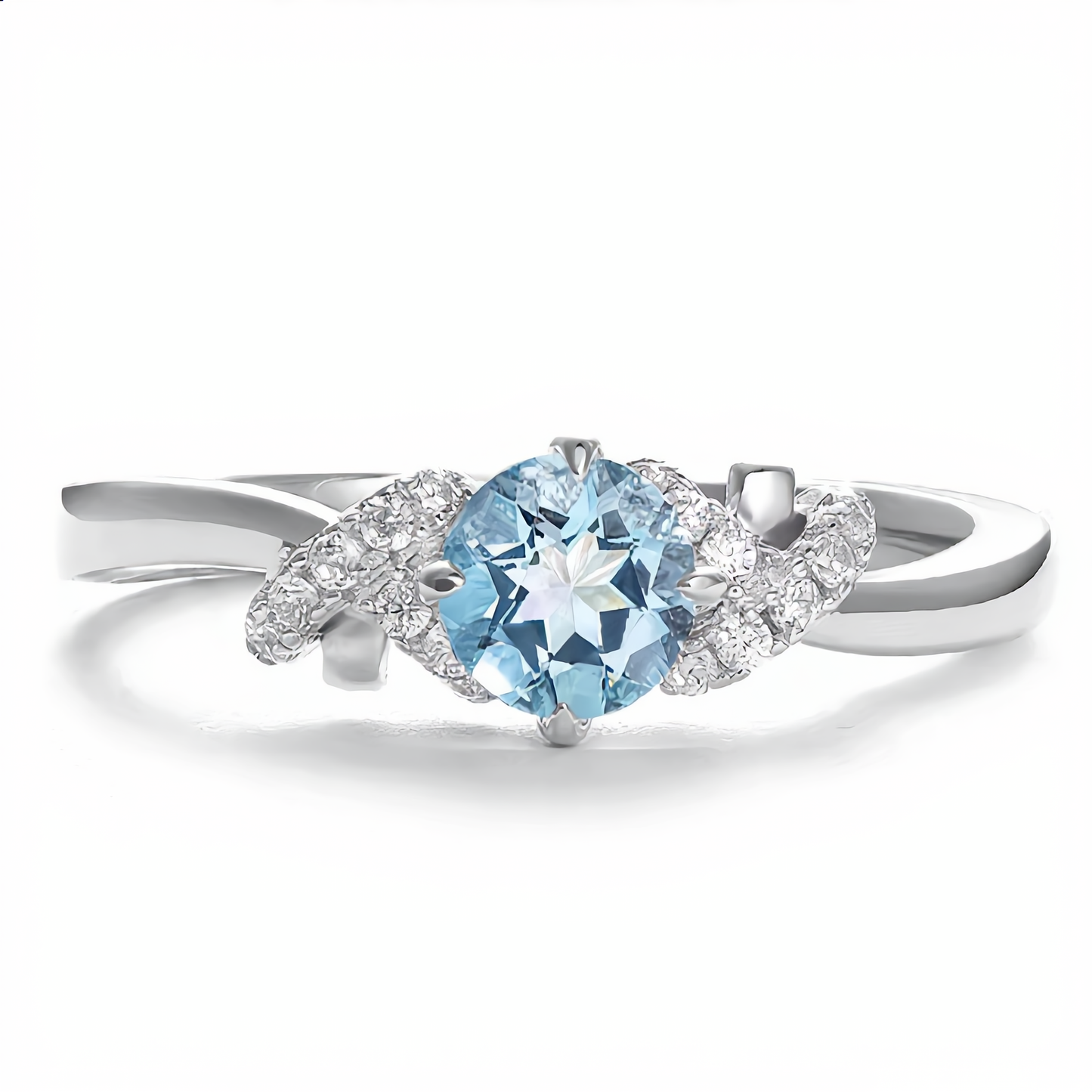 Aquamarine Blossom Ring | Silver