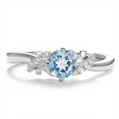 Aquamarine Blossom Ring | Silver