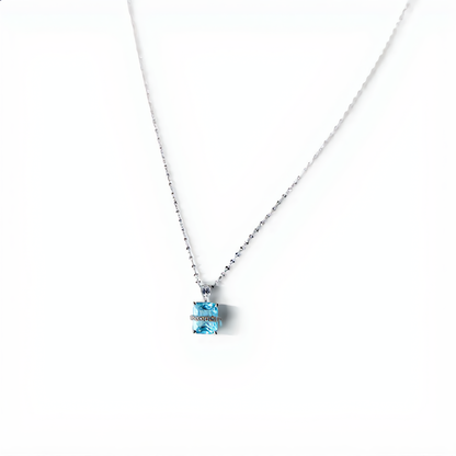 Square Aquamarine Gem Necklace | Silver