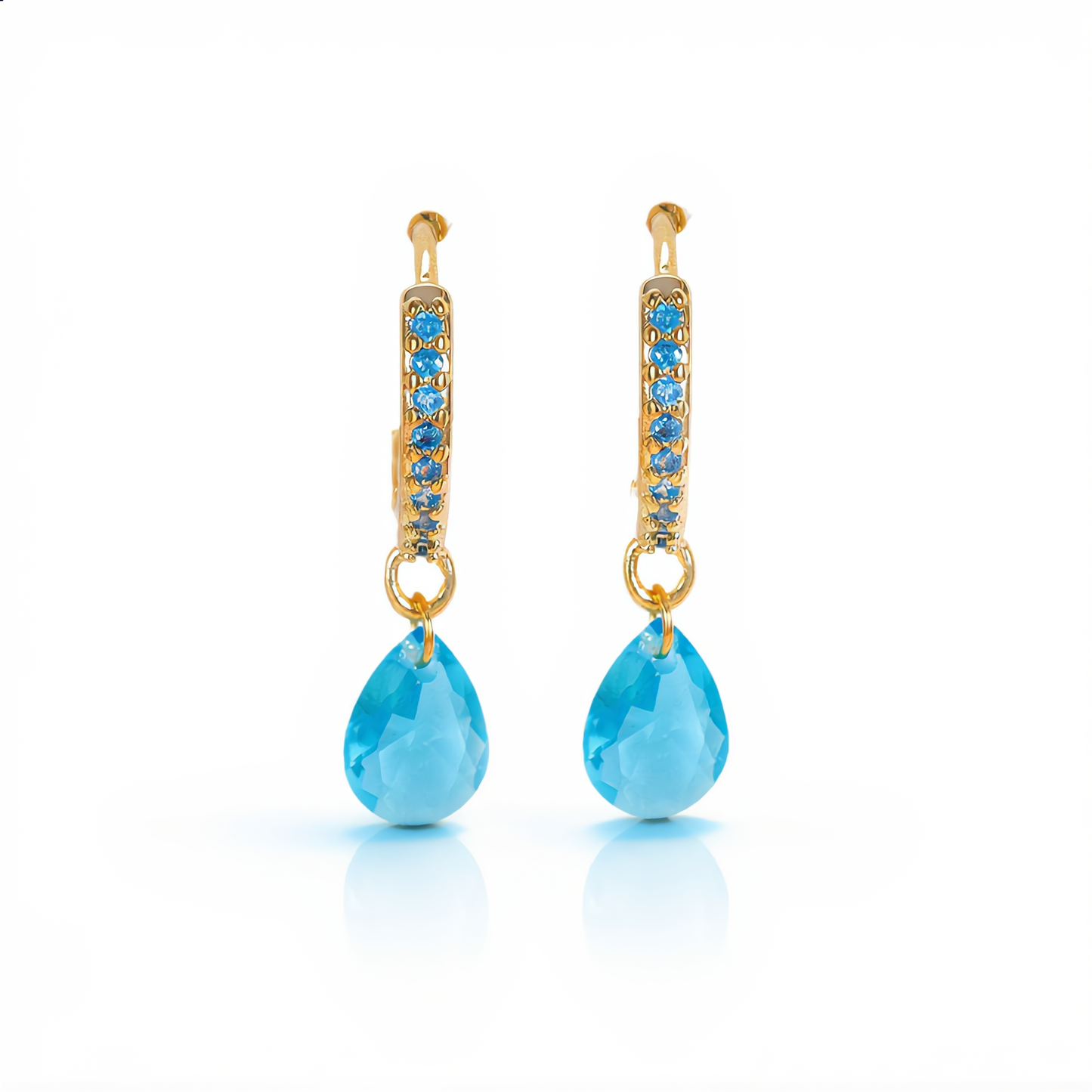 Aquamarine Drop Earrings | Gold