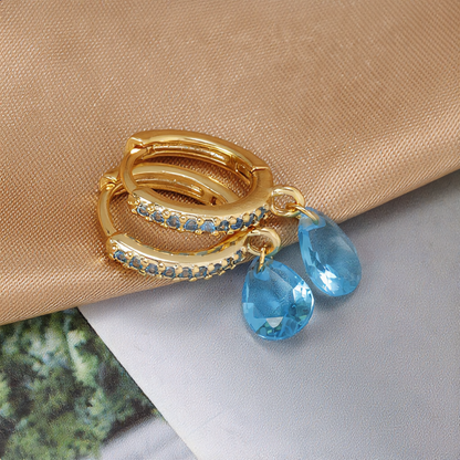 Aquamarine Drop Earrings | Gold