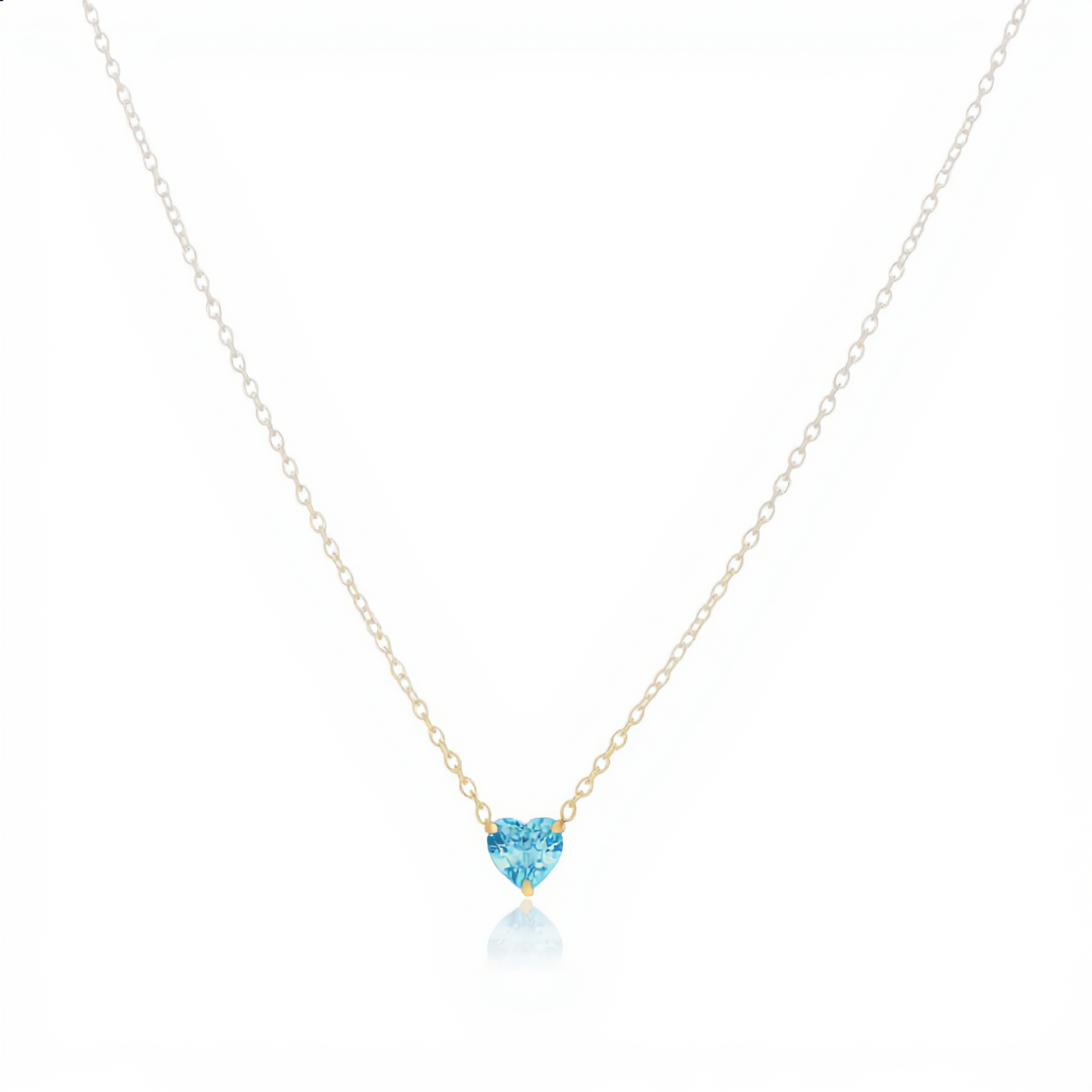 Aquamarine Heart Pendant Necklace | Gold