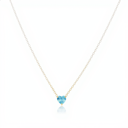 Aquamarine Heart Pendant Necklace | Gold