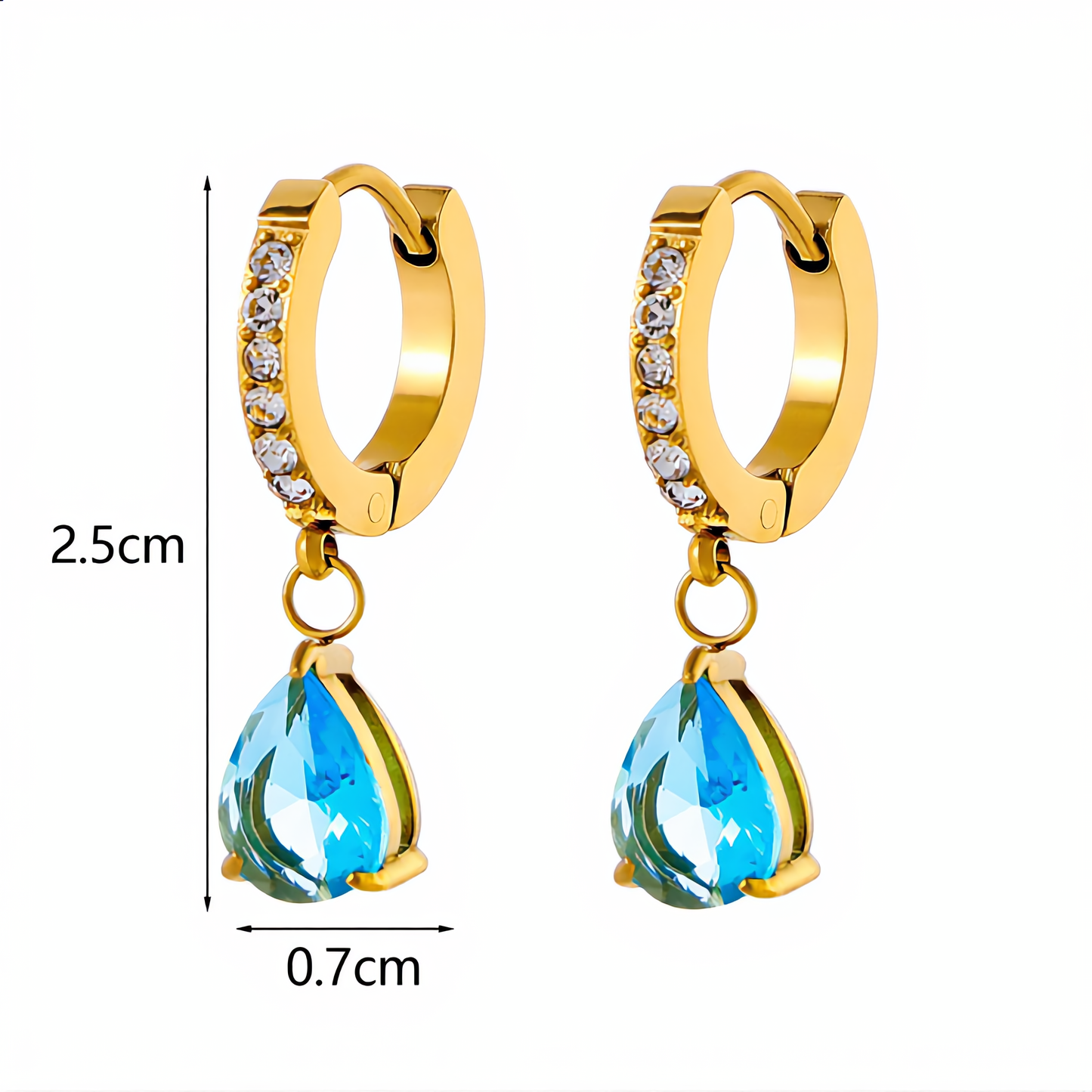 Aquamarine Teardrop Hoop Earrings | Gold