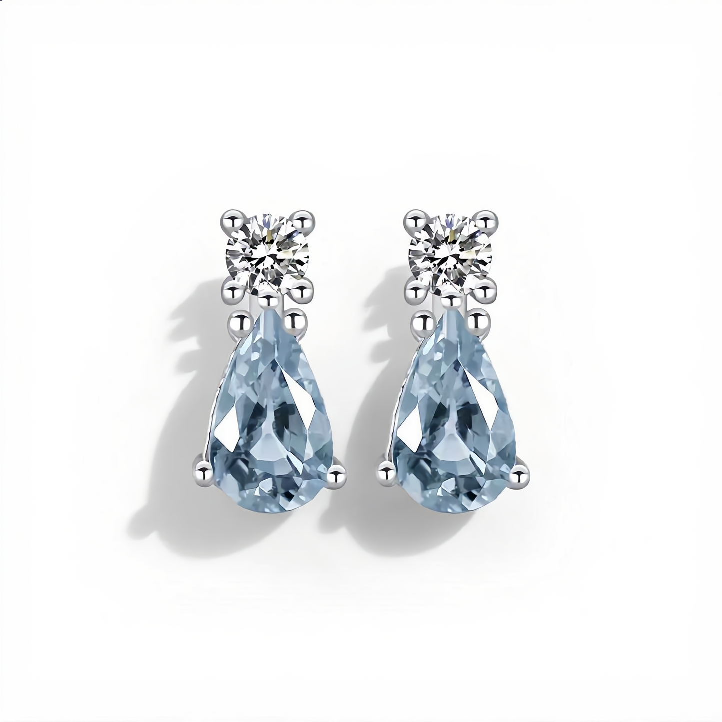 Luxury Aquamarine Teardrop Earring | Silver