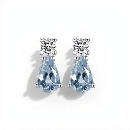 Luxury Aquamarine Teardrop Earring | Silver