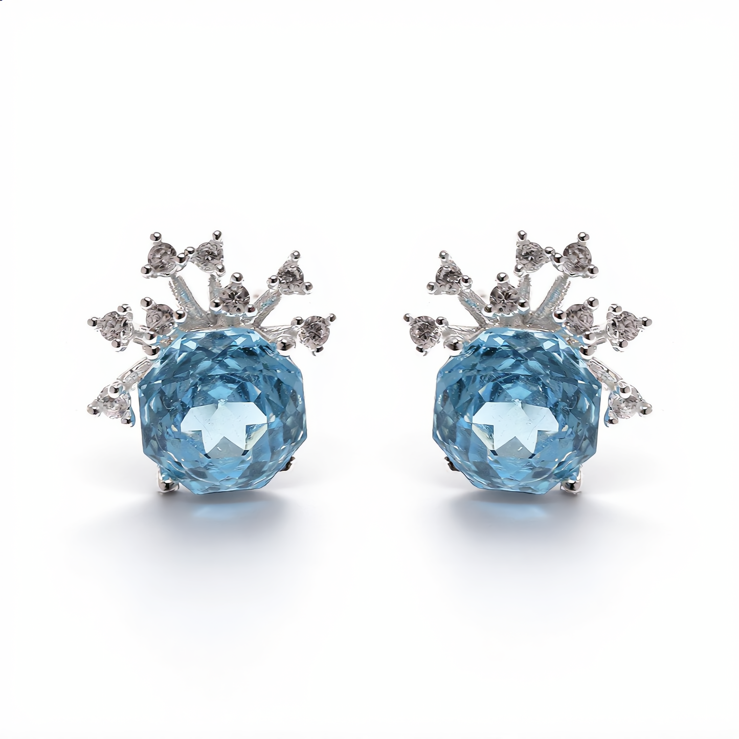 Luxury Snowflake Crystal Stud Earrings | Silver