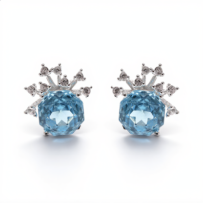 Luxury Snowflake Crystal Stud Earrings | Silver