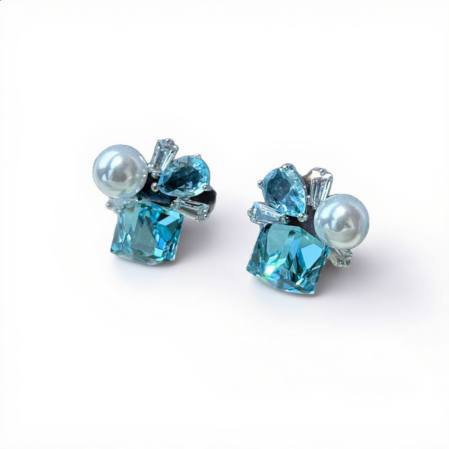 Luxury Pearl and Aquamarine Earrings | Silver