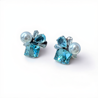 Luxury Pearl and Aquamarine Earrings | Silver
