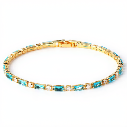 Luxury Bracelet with Blue Crystals | Gold
