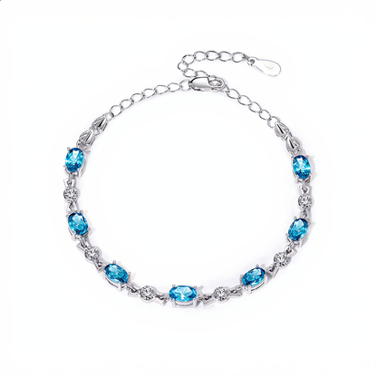 Luxury Blue Gemstone Bracelet | Silver