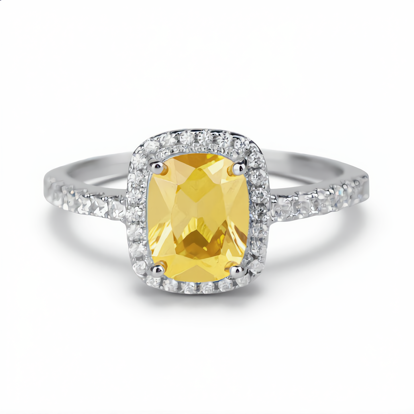 Luxury Square Crystal Ring | Silver