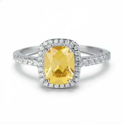 Luxury Square Crystal Ring | Silver