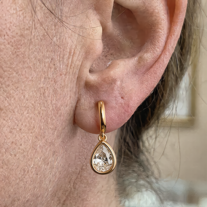 Teardrop Hoop Earrings | Gold