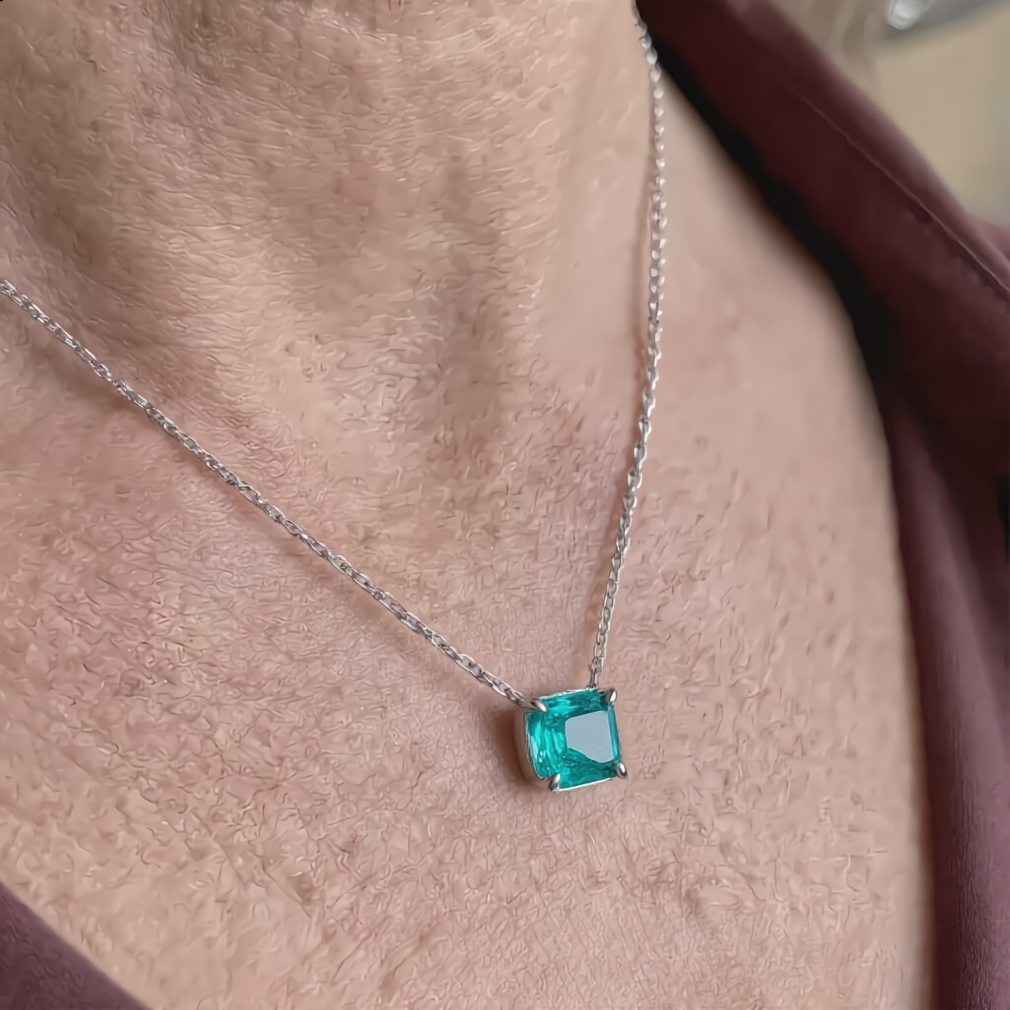 Square Blue Gem Jewelry Set | Silver