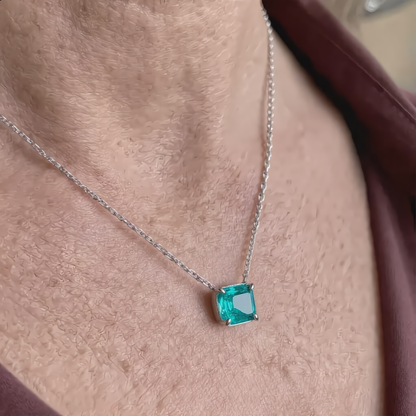 Square Blue Gem Jewelry Set | Silver