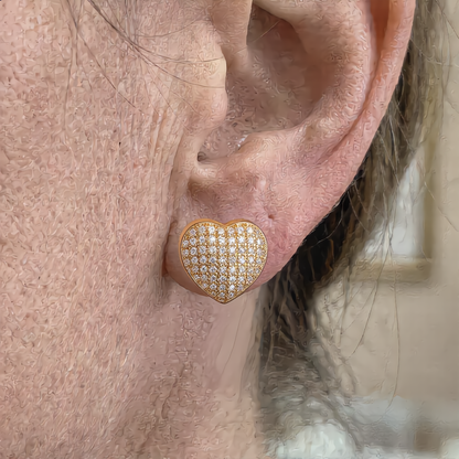 Crystal Heart Huggie Earrings | Gold