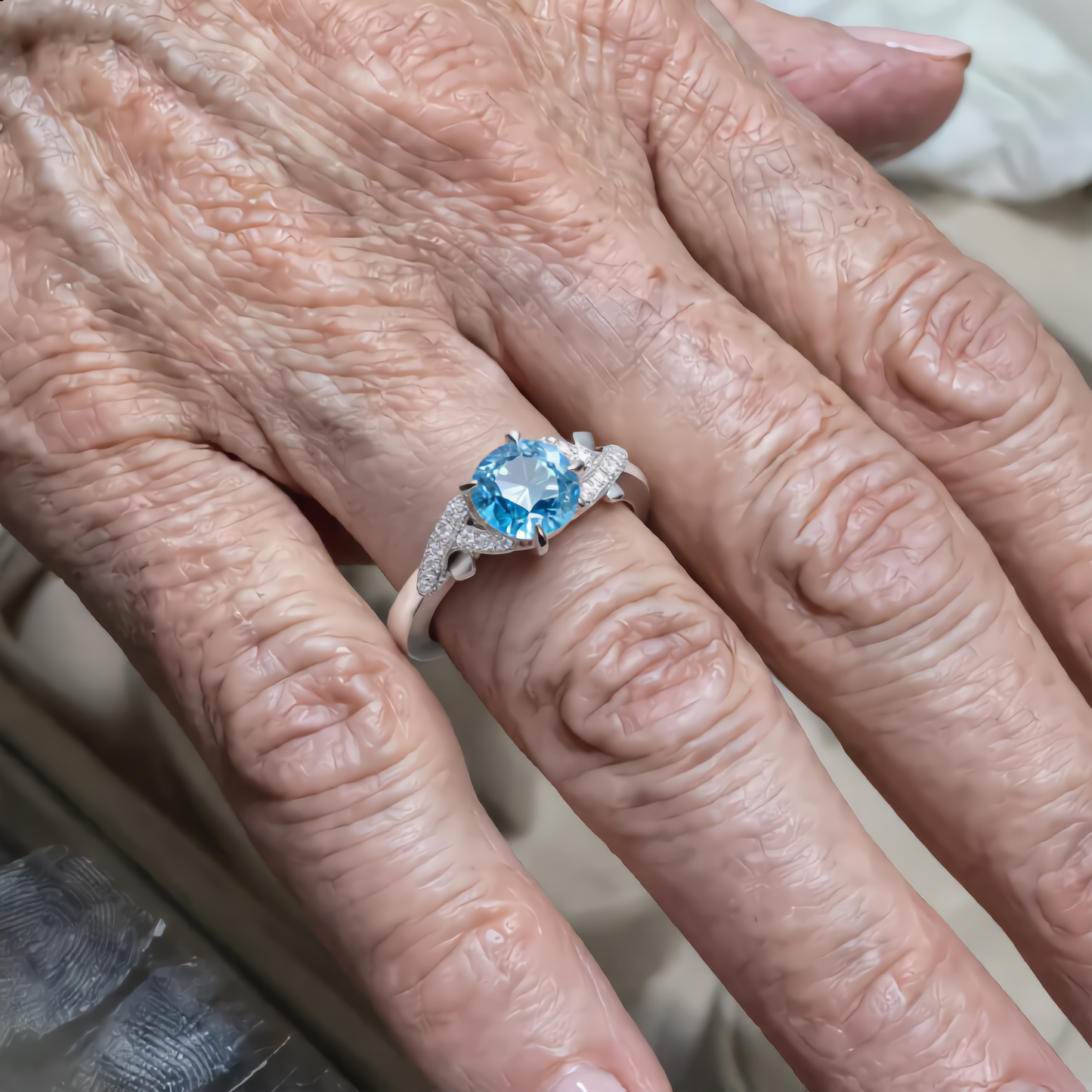 Aquamarine Blossom Ring | Silver