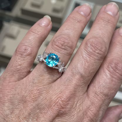Aquamarine Vine Ring | Silver