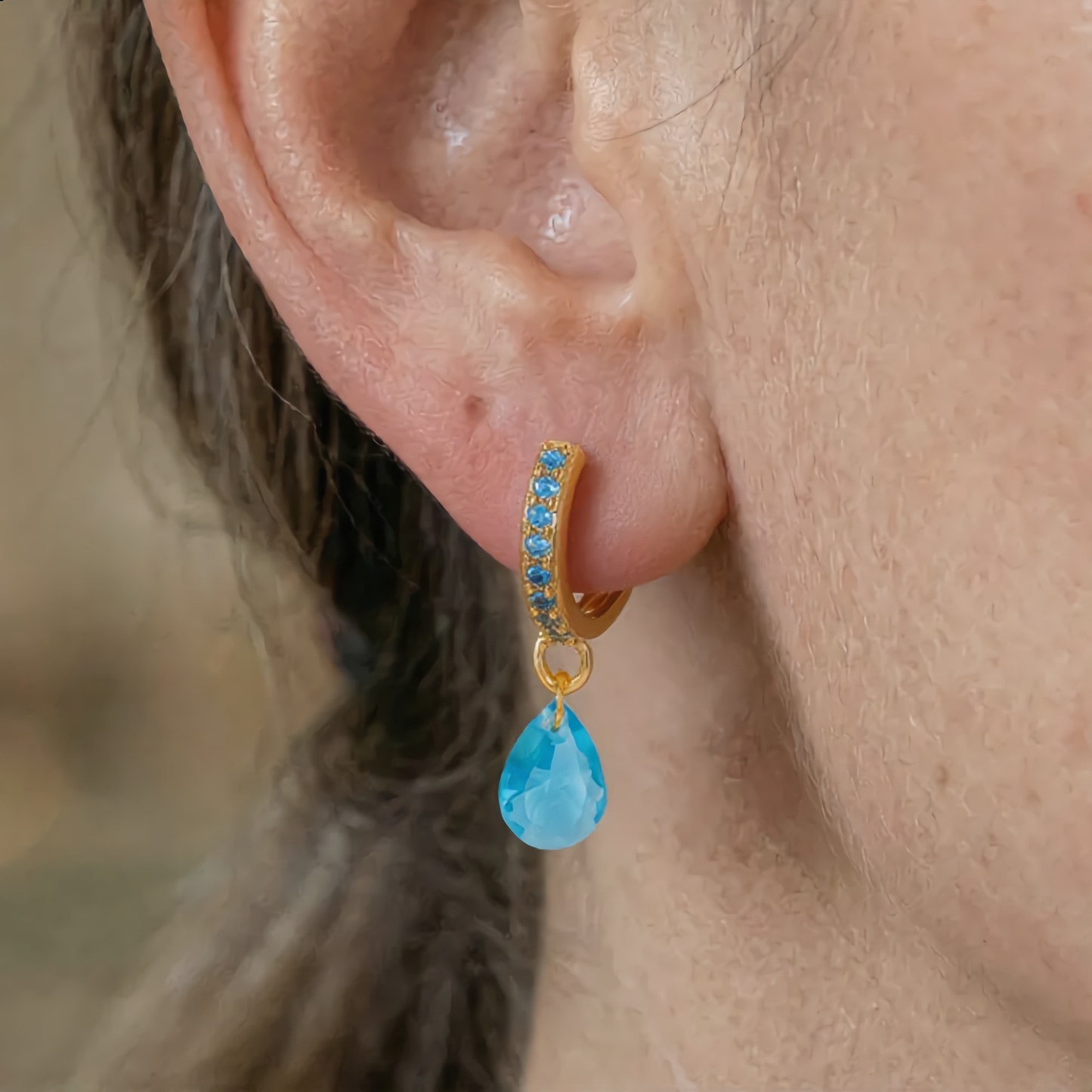 Aquamarine Drop Earrings | Gold
