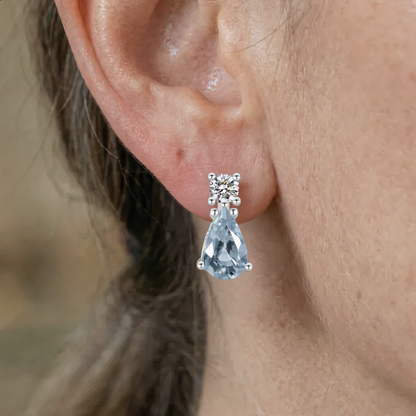 Luxury Aquamarine Teardrop Earring | Silver