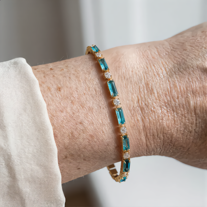 Luxury Bracelet with Blue Crystals | Gold