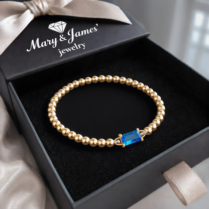 Luxury Bead Bracelet with Crystal | Gold