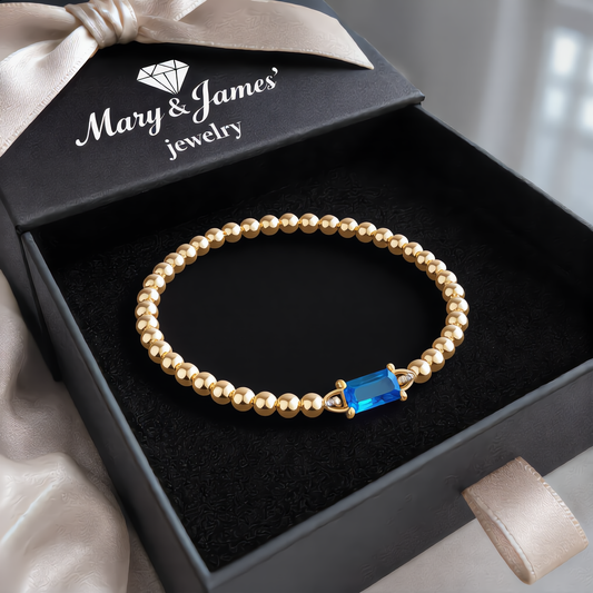 Luxury Bead Bracelet with Crystal | Gold