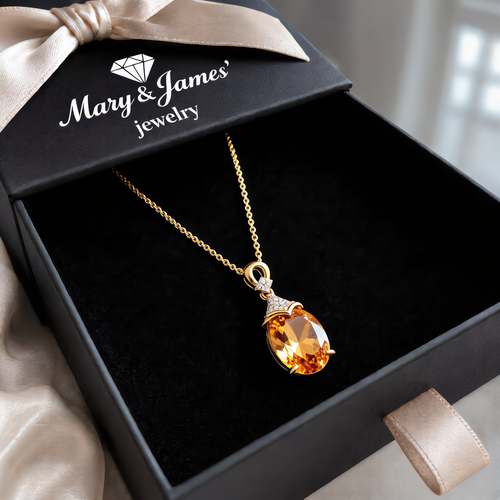 Golden Citrine Pendant Necklace | Gold