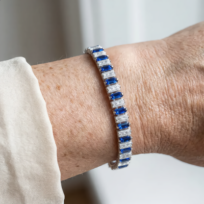 Elegant Blue Crystal Bracelet | Silver