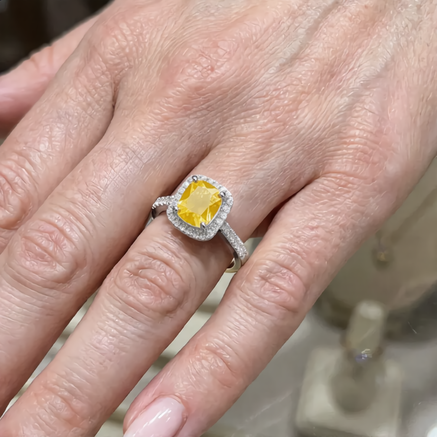 Luxury Square Crystal Ring | Silver