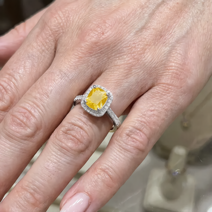Luxury Square Crystal Ring | Silver