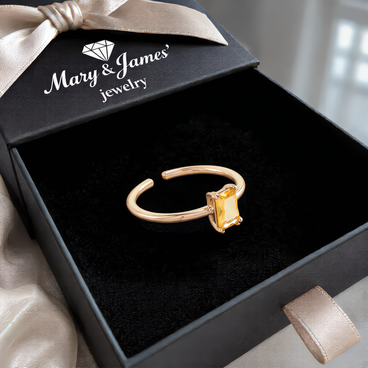 Radiant Yellow Gemstone Ring | Gold