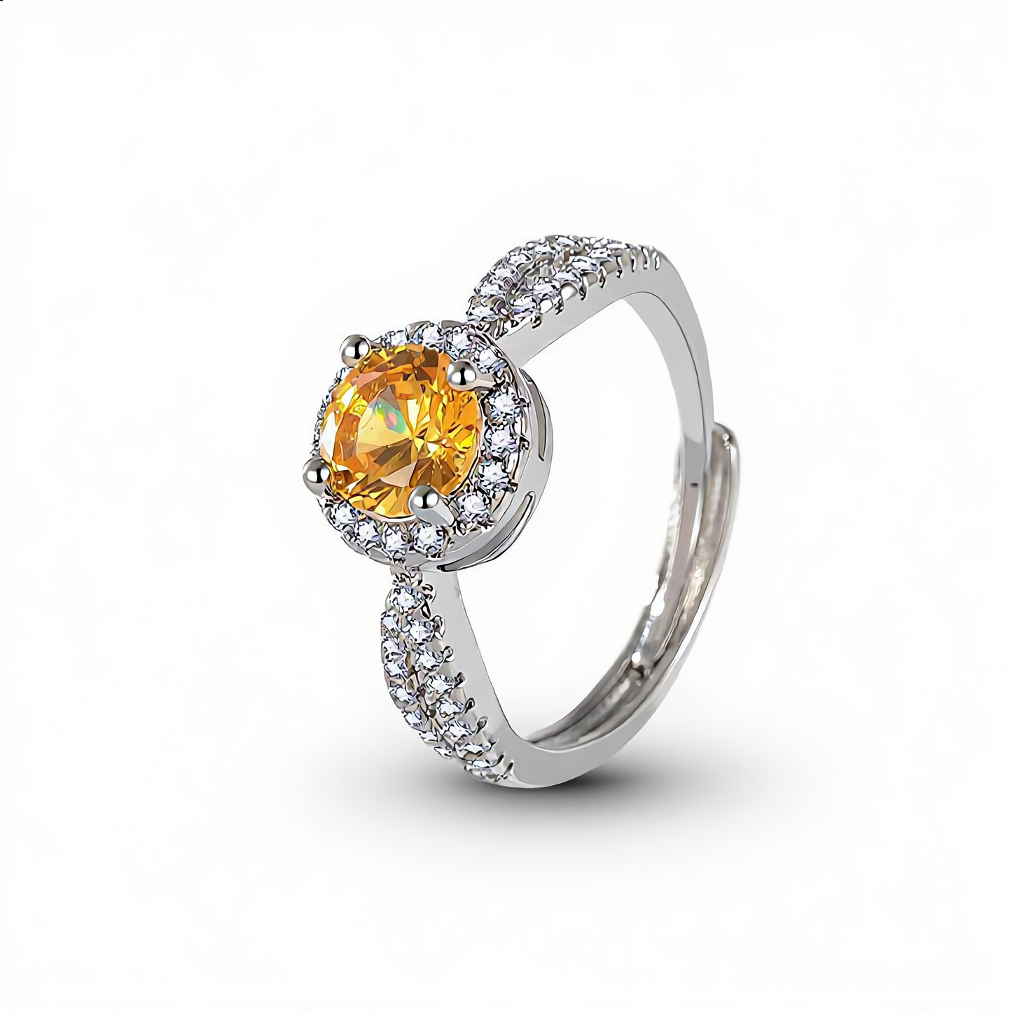 Golden Sun Crystal Ring | Silver