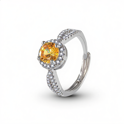 Golden Sun Crystal Ring | Silver