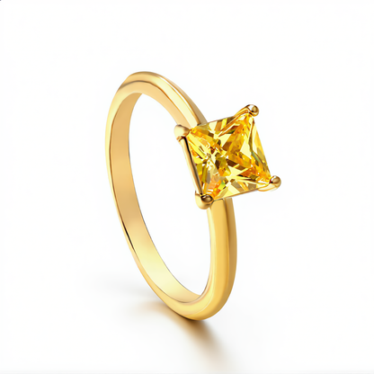 Square Crystal Ring | Gold