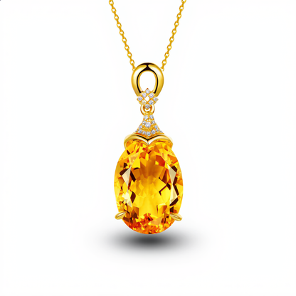 Golden Citrine Pendant Necklace | Gold