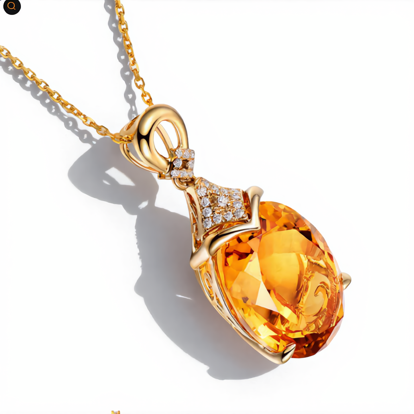 Golden Citrine Pendant Necklace | Gold