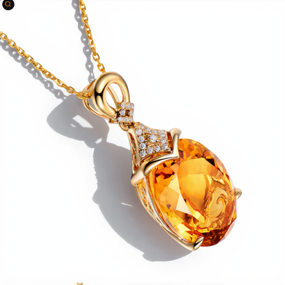 Golden Citrine Pendant Necklace | Gold