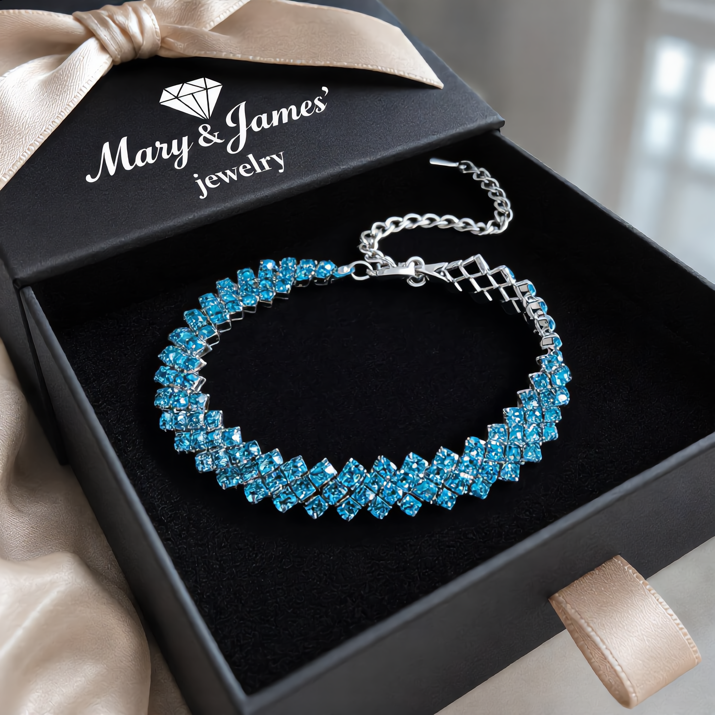 Sparkling Blue Crystal Bracelet | Silver