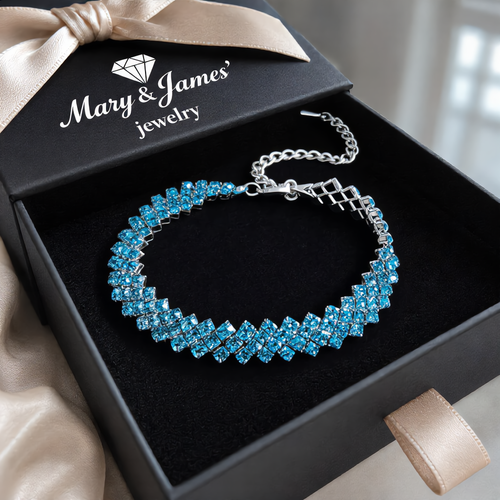 Sparkling Blue Crystal Bracelet | Silver